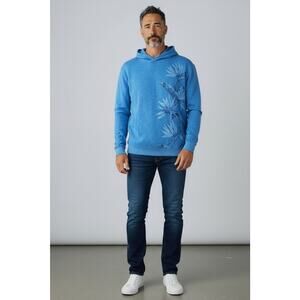 Tommy Bahama Tobago Bay Paradise Blues Hoodie Embroidered Bird of Paradise Large